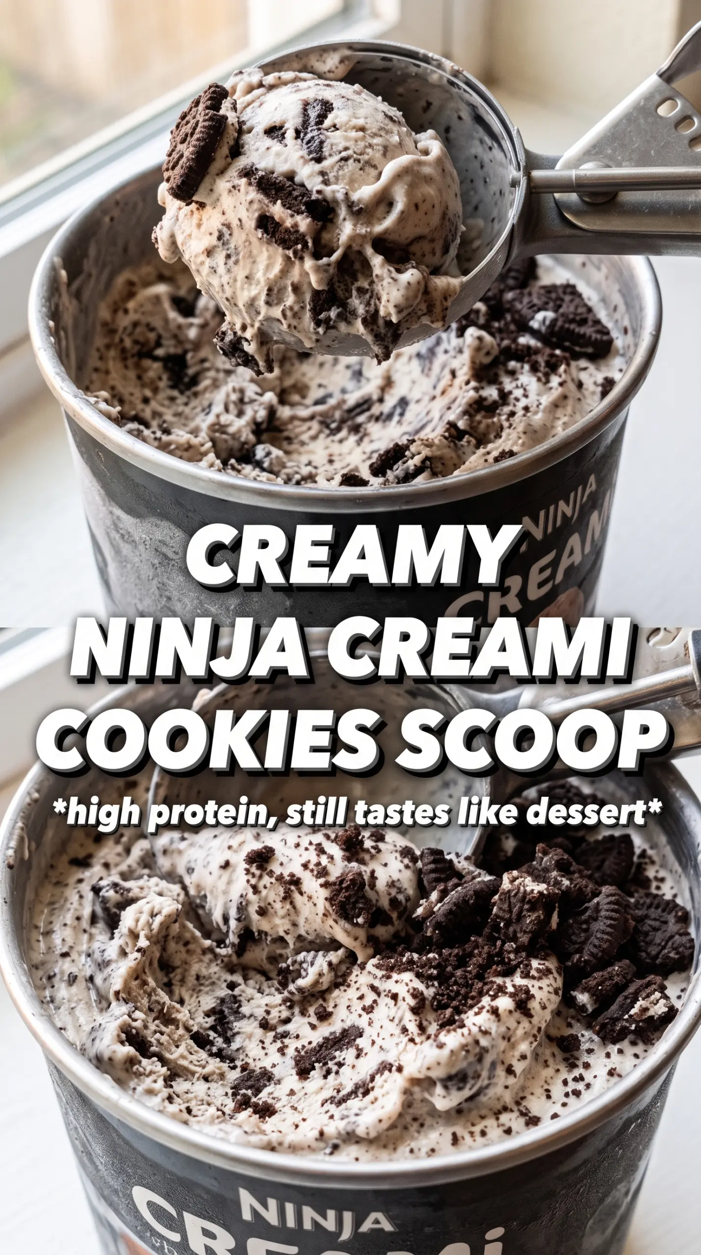 Ninja Creami cookies and cream smooth creamy cookie-studded