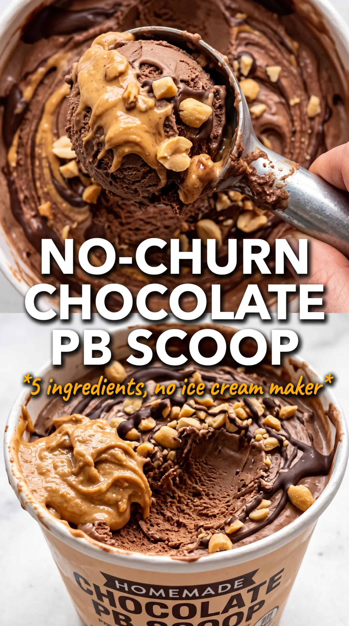No-Churn Chocolate Peanut Butter Ice Cream creamy swirls