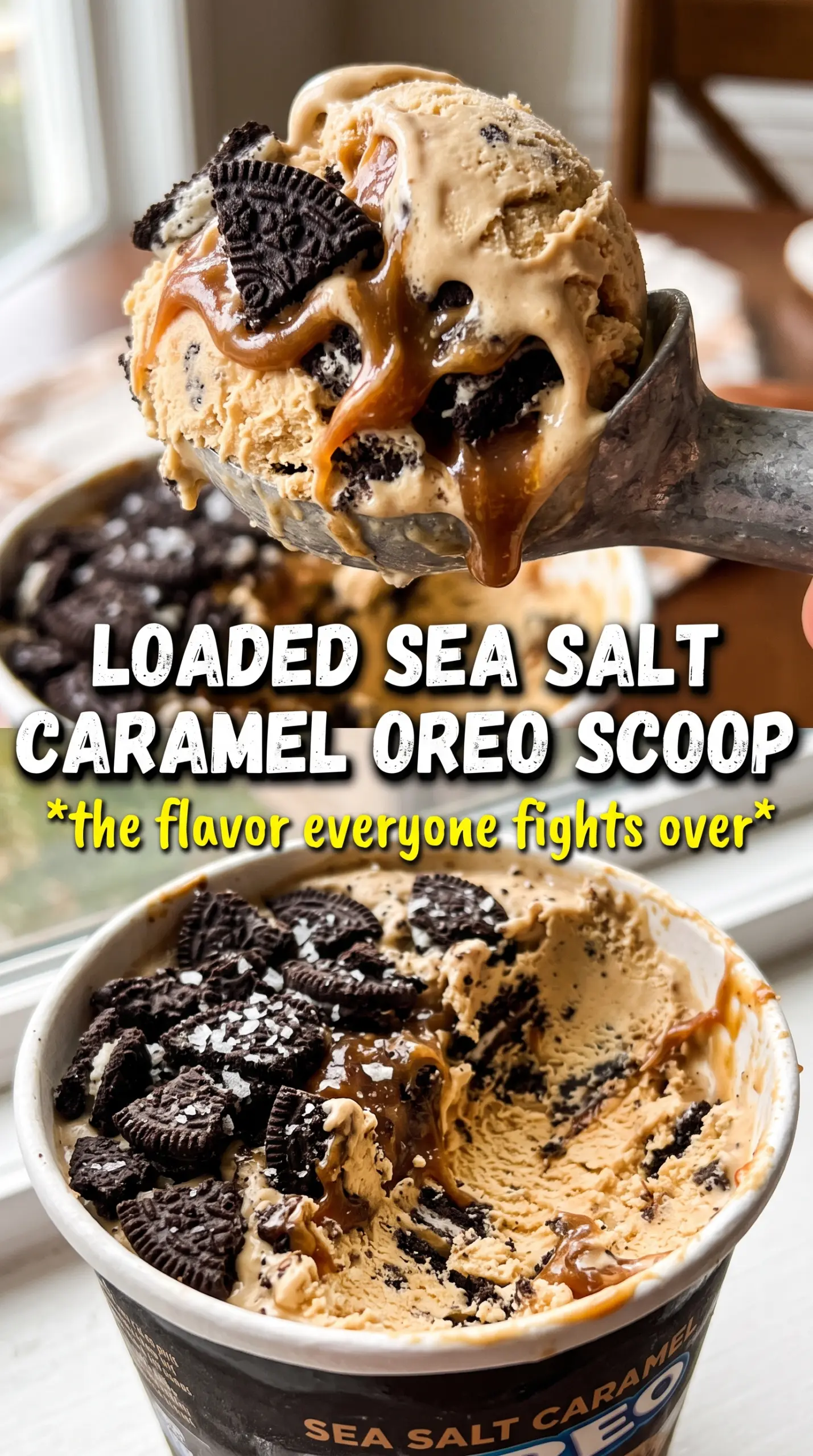 Sea Salt Caramel Oreo Ice Cream creamy caramel cookie dessert