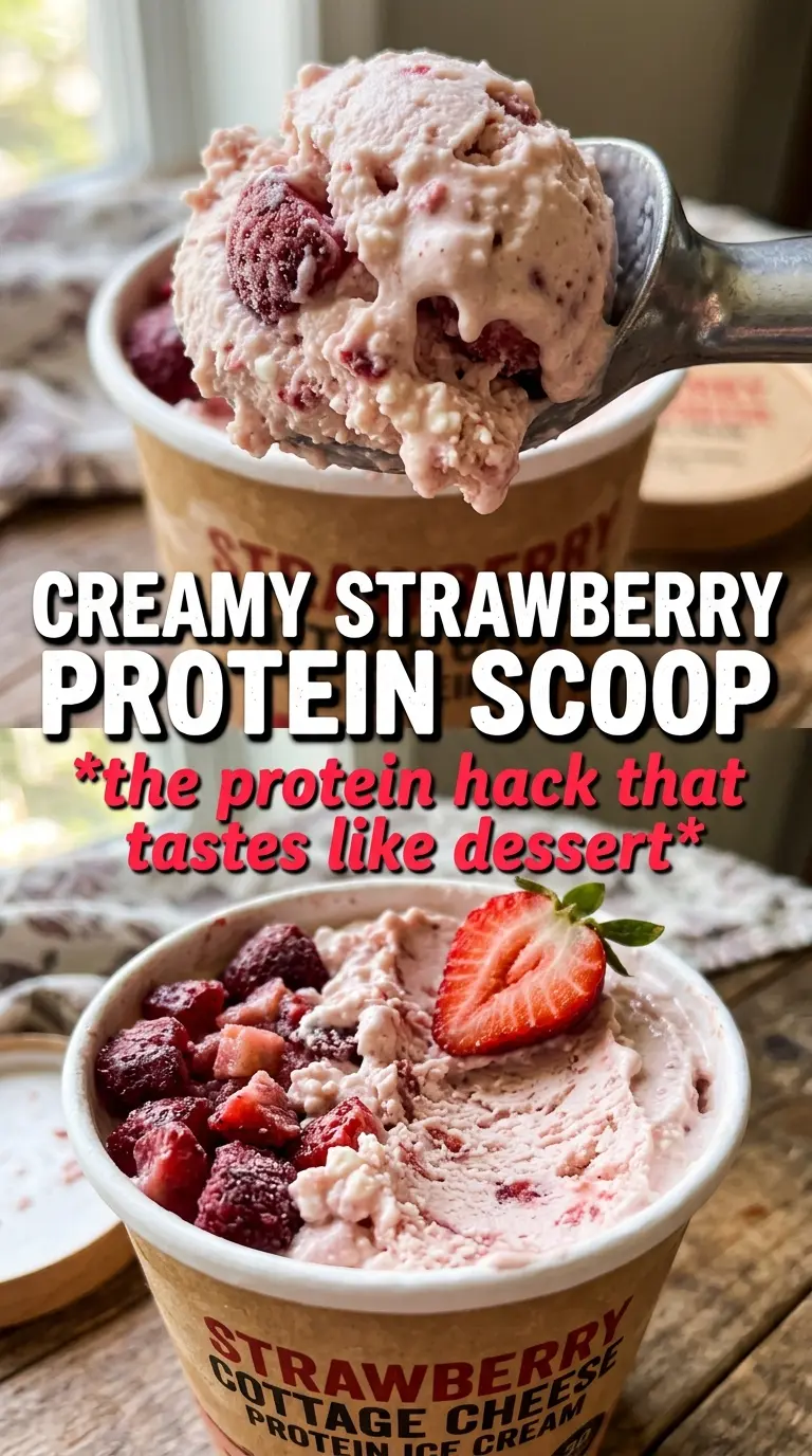 Strawberry Cottage Cheese Ice Cream creamy pink smooth