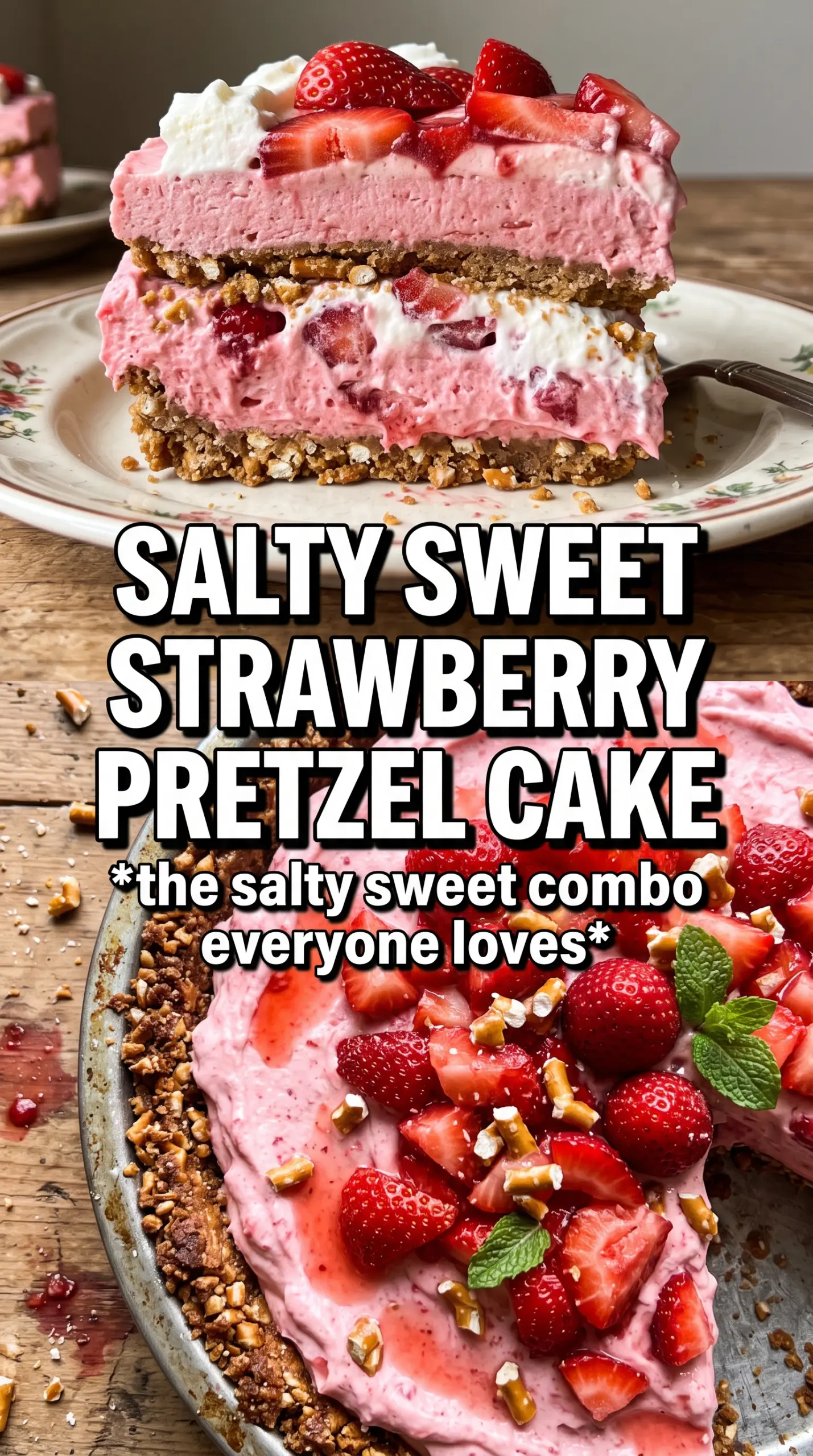 Strawberry Pretzel Ice Cream Cake creamy strawberry pretzel frozen dessert