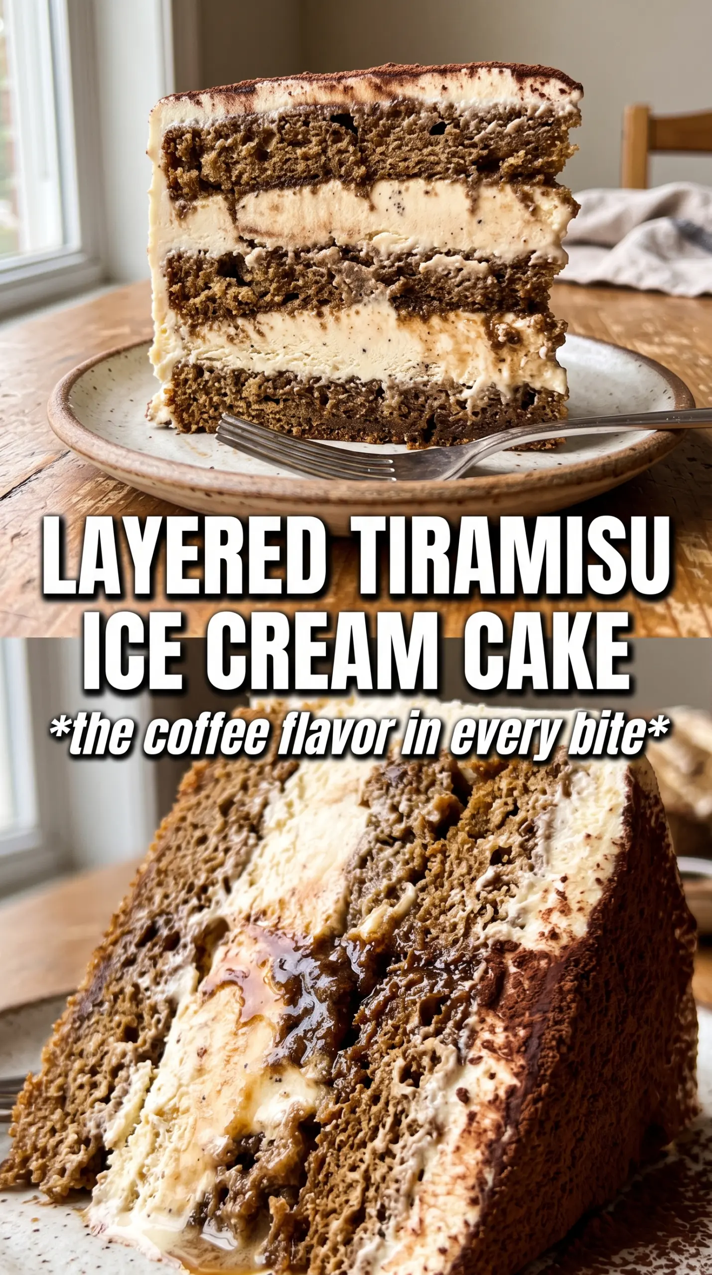 Tiramisu Ice Cream Layer Cake espresso mascarpone cocoa