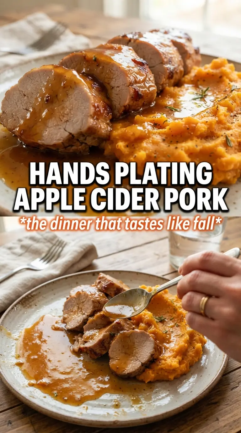 Apple Cider Pork With Mashed Sweet Potatoes tender pork, silky mash, glossy cider sauce
