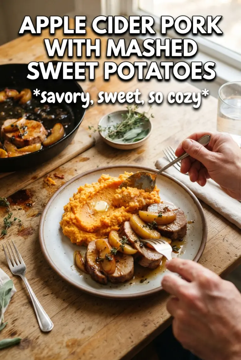 Apple Cider Pork With Mashed Sweet Potatoes