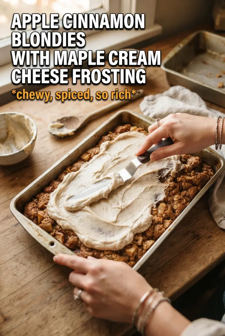 Apple Cinnamon Blondies With Maple Cream Cheese Frosting