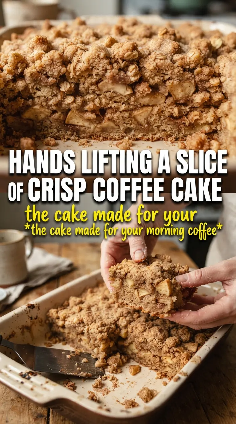 Apple Crisp Coffee Cake golden oat crumble, cinnamon apples, moist crumb