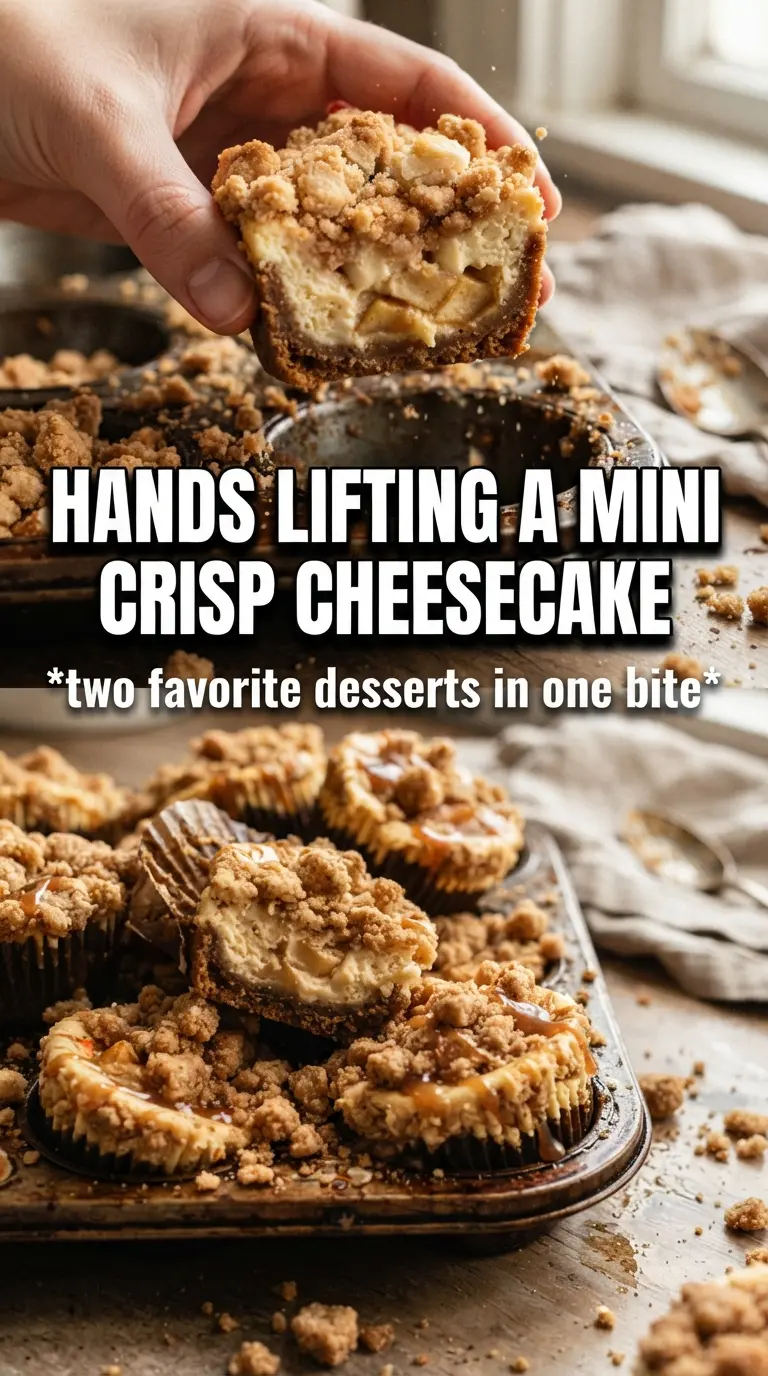 Apple Crisp Mini Cheesecakes creamy apple-cinnamon crumb-topped