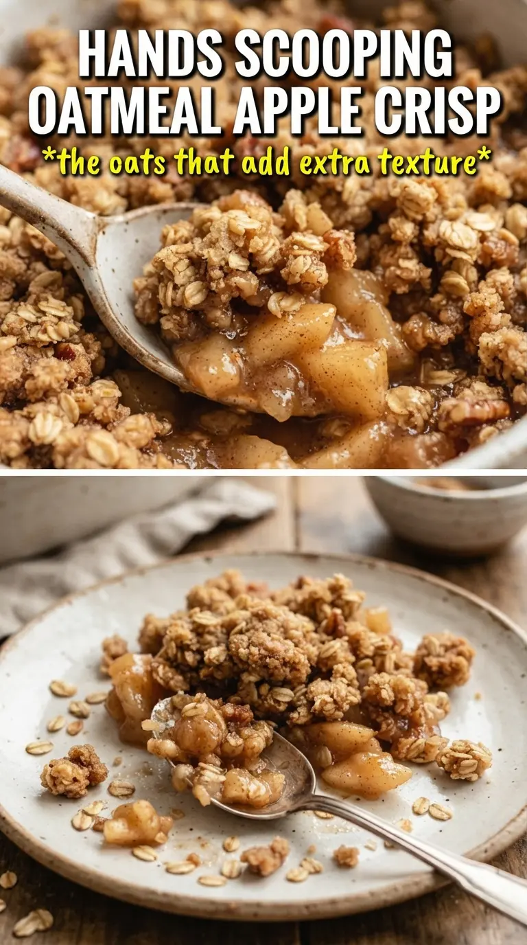 Apple Crisp With Oatmeal, golden crumble, spiced apples