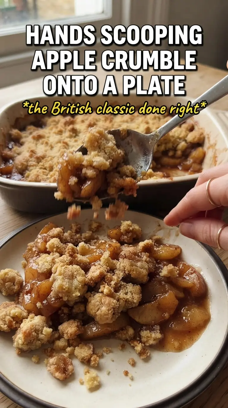 Apple Crumble with golden topping and tender apples