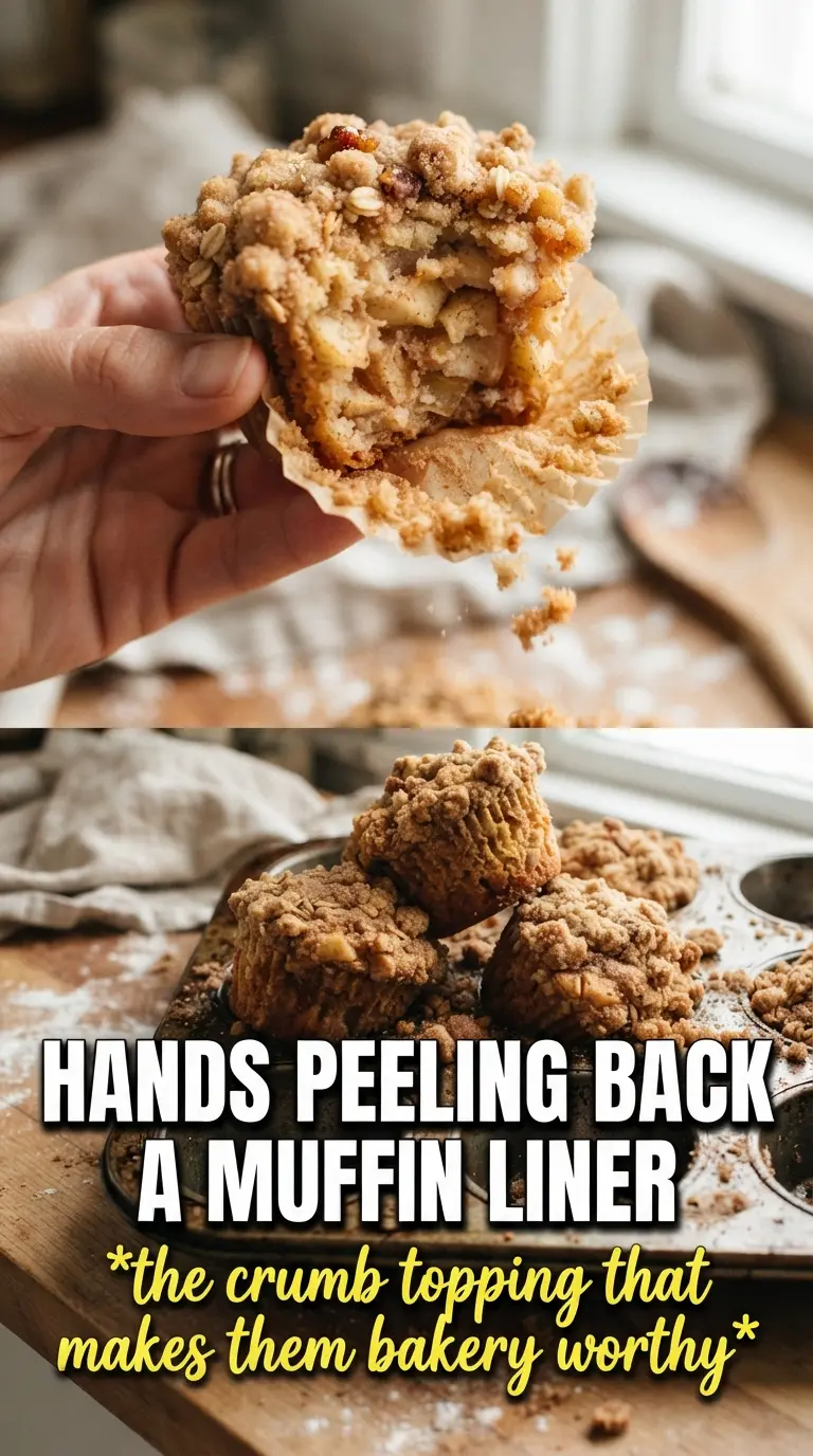 Apple Crumble Muffins golden oat crumble, moist apple-packed interior