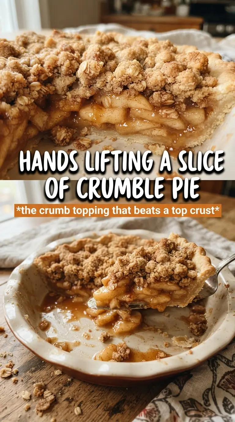Apple crumble pie golden oat topping bubbling apples