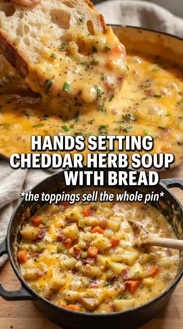Cheddar Garlic Herb Potato Soup creamy roasted garlic
