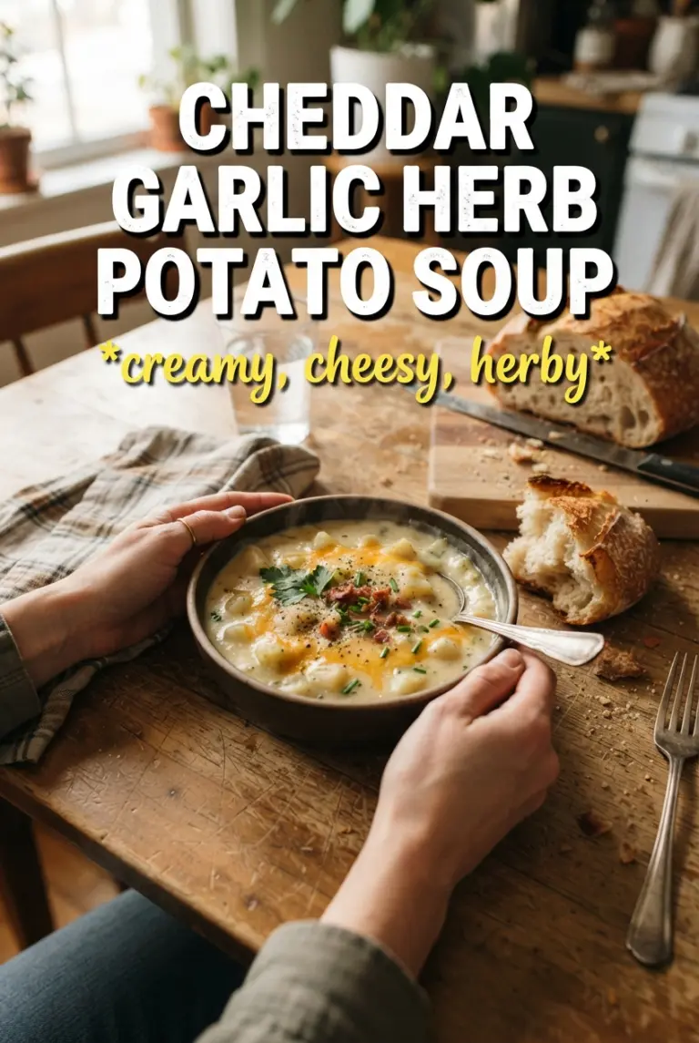 Cheddar Garlic Herb Potato Soup