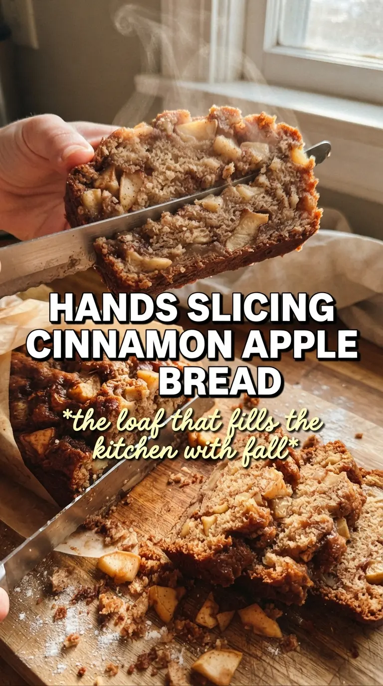 Cinnamon apple bread with golden swirl, tender crumb, cinnamon crust