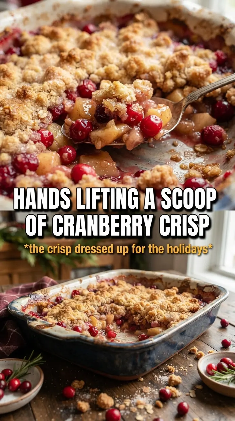 Cranberry Apple Crisp golden crumble, bubbling fruit, orange zest