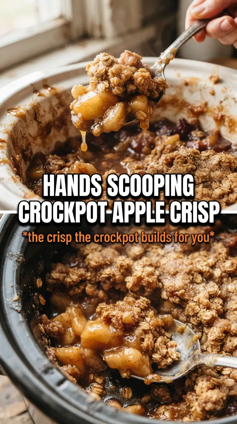 Crock Pot Apple Crisp golden oat crumble, tender apples, slow cooker dessert