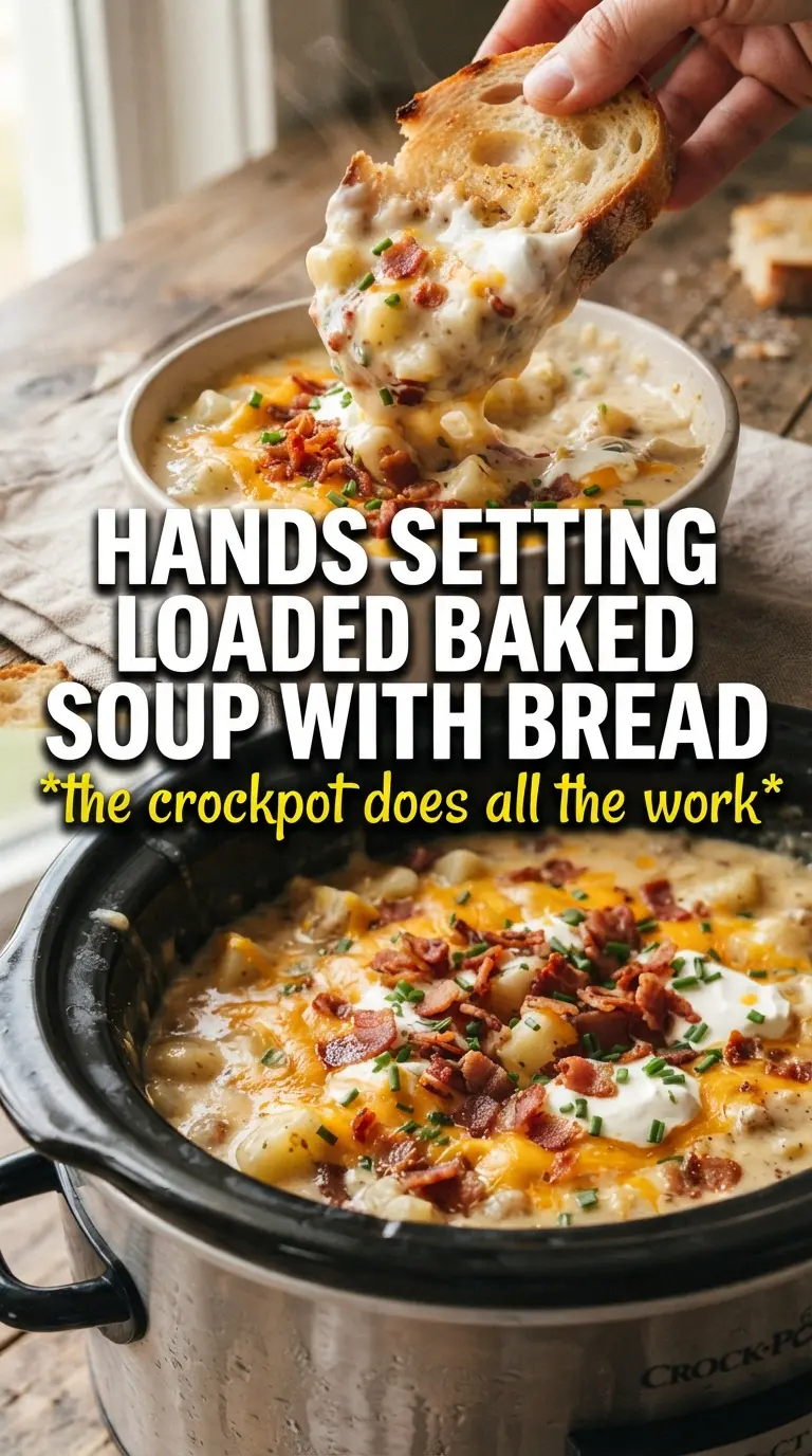 Crockpot Loaded Baked Potato Soup creamy cheesy bacon