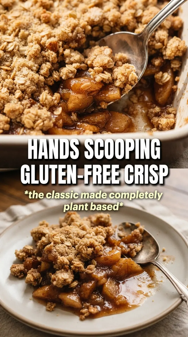 Gluten-Free Vegan Apple Crisp, golden oat crumble, spiced apples