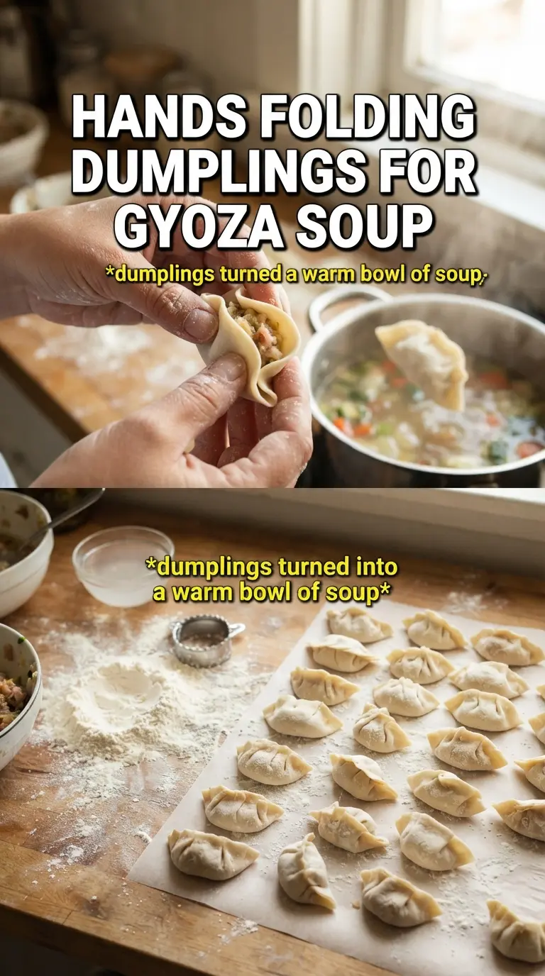 Gyoza Soup with ginger broth, dumplings, and bok choy