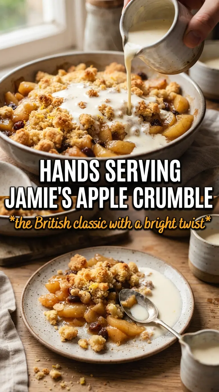 Jamie Oliver apple crumble golden crumbly baked dessert