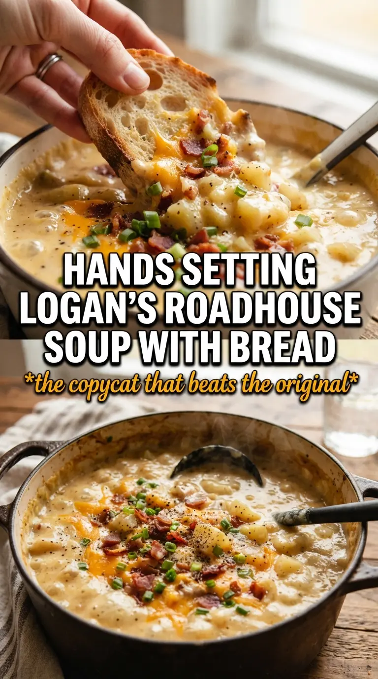 Logan's Roadhouse potato soup creamy chunky cheesy