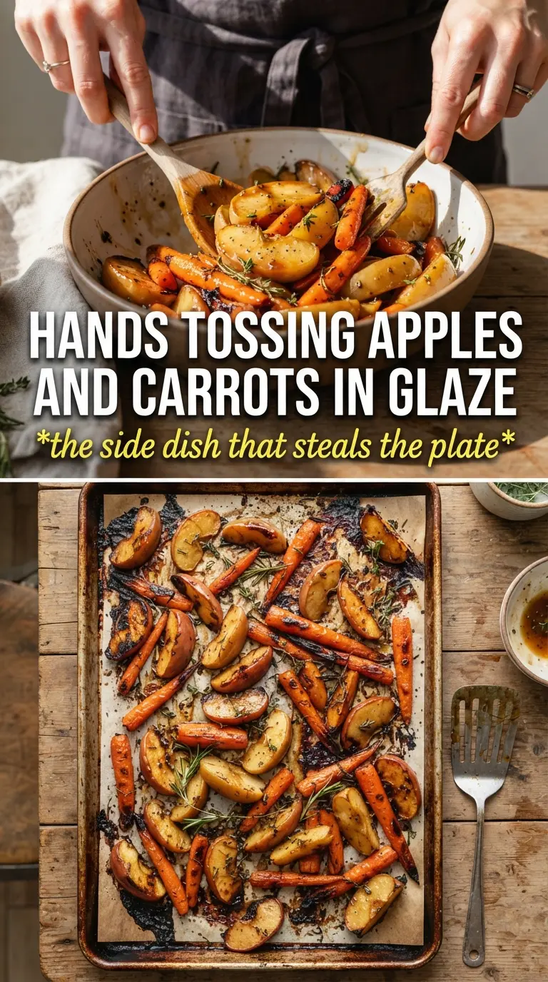 Maple Dijon Roasted Apples and Carrots caramelized tender glossy