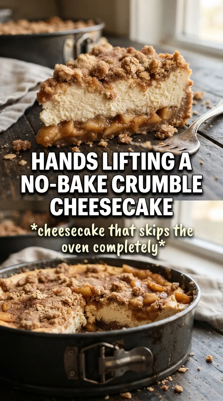 No-Bake Apple Crumble Cheesecake creamy cinnamon apple
