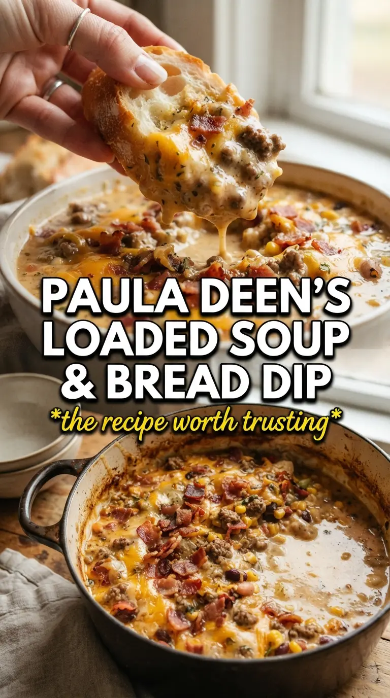 Paula Deen loaded baked potato soup creamy hearty bacon cheddar