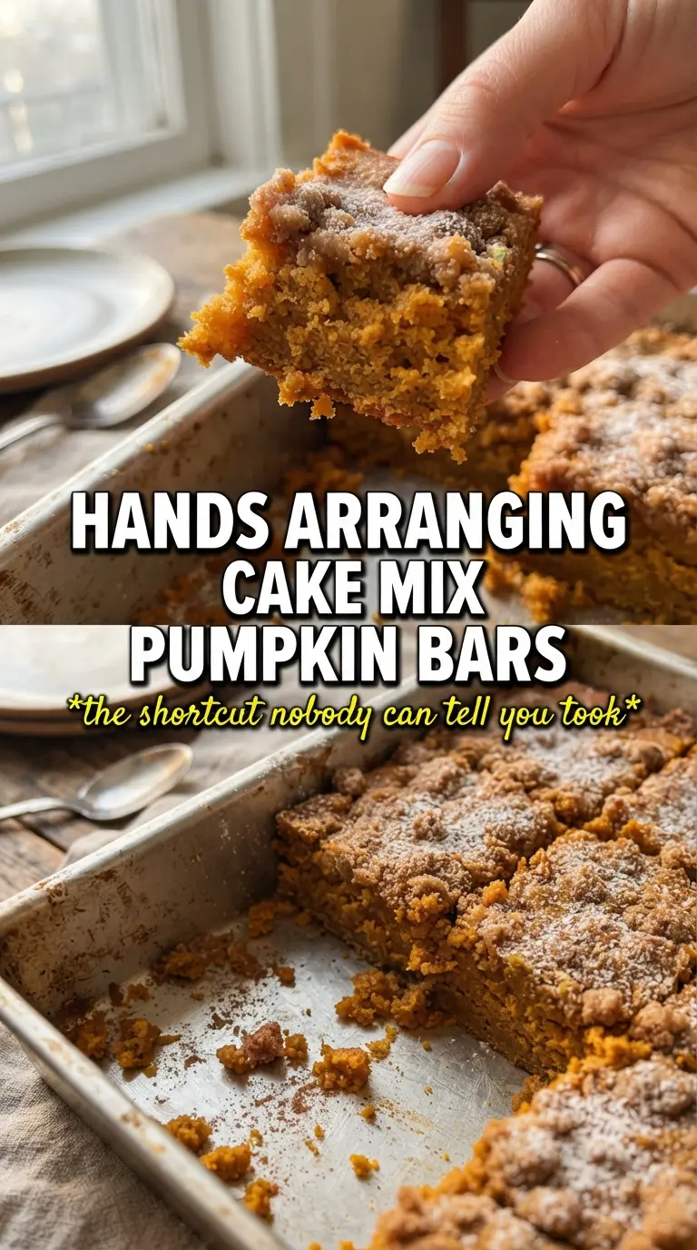 Pumpkin bars with cake mix, creamy frosting, soft texture