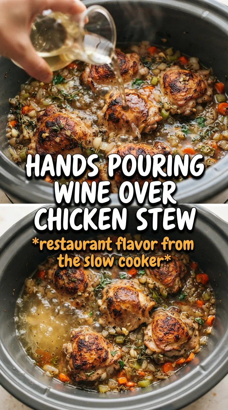 Slow Cooker White Wine Chicken Stew savory tender